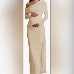 Mermaid One Shoulder Maternity Dresses Satin Long Baby Shower Dress